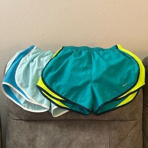 Nike 2 pair of Shorts, Dri-fit, teal, small and light blue, Xsmall